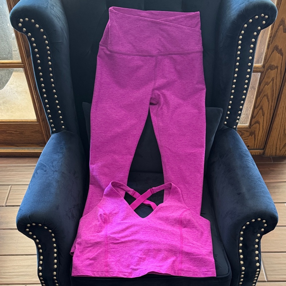 Beyond yoga Pink Athletic Leggings and Sports Bra Set
